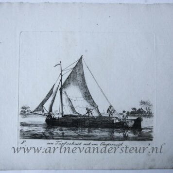 [Antique print, etching] Een Turfschuit met Emmerzeijl.; Verschillende schepen serie F (title serie), published ca 1826, 1 p.