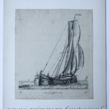 [Antique print, etching] een Gaffel schip; Verscheyde soorten van HOLLANDSE Vaartuigen... (serie title - B), published 1787, 1 p.
