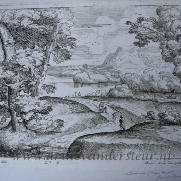 [Antique print, etching, ca 1695] Landscape with figures [Recueil de 283 estampes gravées... serie title], published ca 1695, 1 p.