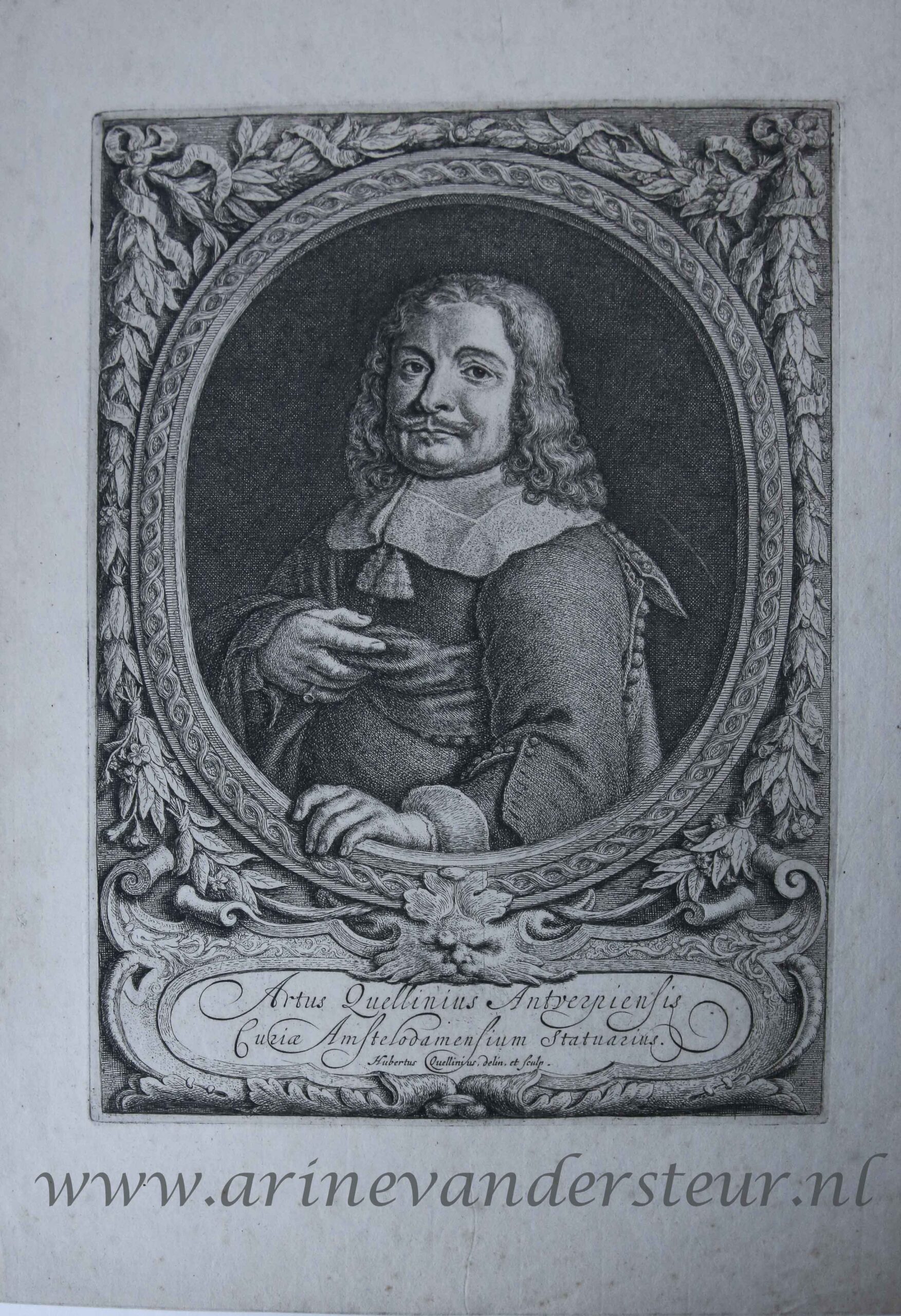 Hubertus Quellinus (1619-1688) - [Antique print, etching and engraving] Portrait of Artus Quellinus I, published ca. 1655-1668, 1 p.