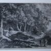[Antique print, etching] Peasants by a stream (boeren bij een stroom in een landschap), publishing date unknown, 1 p.