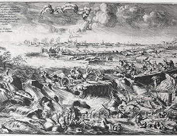 [Antique print, etching] Dijkdoorbraak bij Coevorden [Dike breach at Coevorden, 1st October 1673], published 1675.