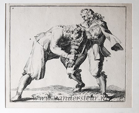 [Original etching] Two wrestlers [Klare Onderrichtinge der Voortreffelijcke Worstel-Konst], 1674.