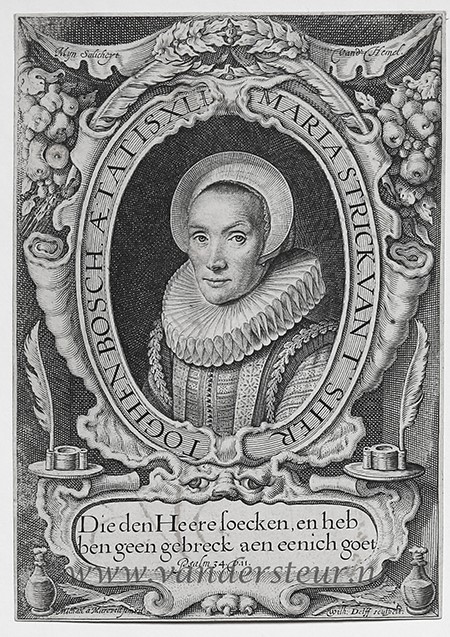[Antique print, engraving, 1618] Portrait of calligrapher Maria Strick, published 1618, 1 p.