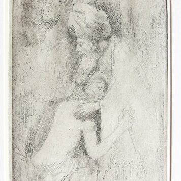 Antique Etching (Dry Point) - Two Men with Turbans - P. Damave, made between 1936-1988, 1 p.