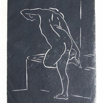 Modern Antique Woodcut on Semi-Transparant Paper - Female Nude - Unknown artist, published around 1950?, 1 p.