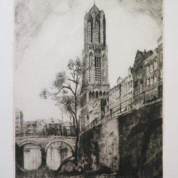 [Modern print, etching and drypoint] Oude gracht, Utrecht (domtoren), H.Dd. Heuff, published ca. 1910, 1 p.