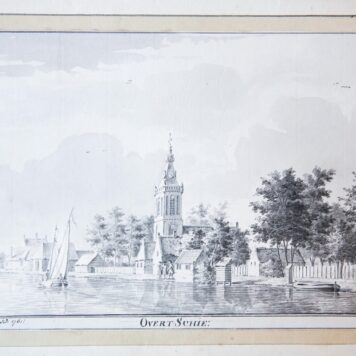 [Antique drawing] The village of Overschie in Zuid-Holland, dated 1761.