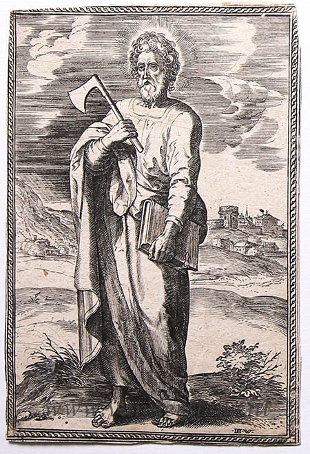 Antique Engraving ca 1615 - St Matthias From; Christ and the twelve apostles (set titles)- J.Wierix, published circa 1615, 1 p.