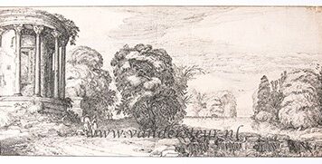 [Antique etching, before 1650] The temple of the Sibyl at Tivoli [Amoenissimae aliquot Regiunculae, et antiquorum monumentorum ruinae...: set title], published before 1650, J. van de Velde, 1 p.