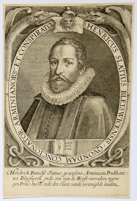 Antique Engraving 1574-1637 - Portrait of Henry Slatius - Attributed to C. Van de Passe, published 1574-1637, 1 p.