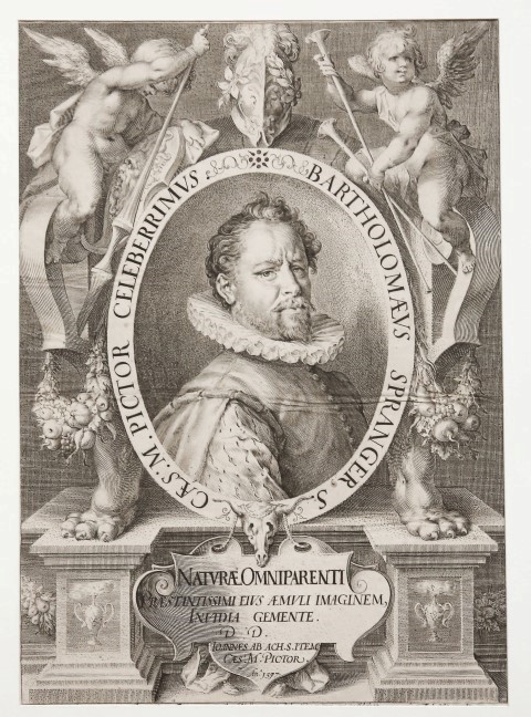 Antique Print, Engraving 1597 - Portrait of Batholomeus Spranger - J. Muller