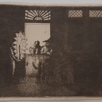 Antique Etching 19th century - Pentecost, Night Scene - Possibly by Salomon Leonardus Verveer