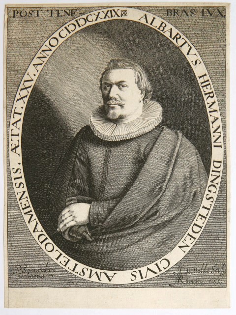 [Antique engraving, 1629] Portrait of militarian Albert Harmensz Dingsteden, J. van de Velde, 1629, 1 p.