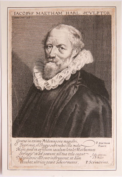Antique Engraving - Bust Portrait of the Painter Jacob Matham - J. Van de Velde II, published 1630, 1 p.