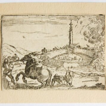 Antique print, Etching 1642/47 - Battle on a Bridge - After Stefano Della Bella