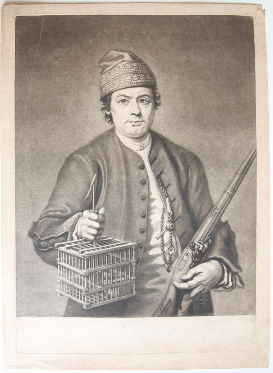 [Antique Mezzotint Print, 1766] The Italian bird catcher (Italiaanse vogelvanger)- T. Jonson, published 1766, 1 p.