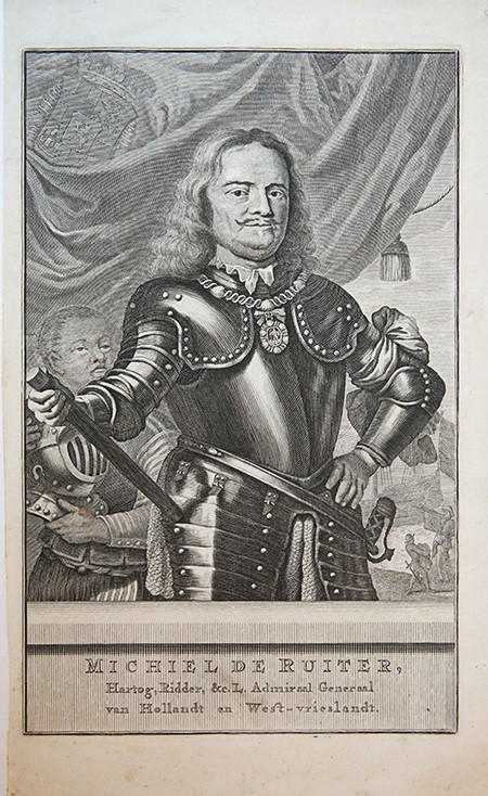 Antique Print, Published 1720 - Portrait of Michiel de Ruyter - B. Picart