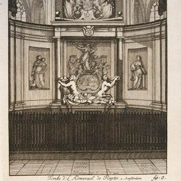 Antique Print before 1718 - The mausoleum of Michiel de Ruyter (1607-1676) in the Nieuwe Kerk in Amsterdam - J. Mulder, published before 1718, 1 p.