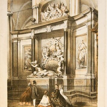 Antique Lithography - The mausoleum of Michiel de Ruyter in the Nieuwe Kerk in Amsterdam - P.W.M. Trap, published 19th century, 1 p.