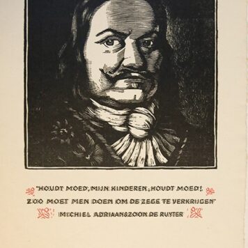 [Later woodengraving, 20th century] Portrait of Michiel de Ruyter (1607-1676) [series title: Zes vaderlandsche rijm], 1 p.