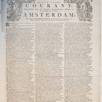 [Wish card, New Year] Nieuw Jaars Courant, published 1749, 1 p.