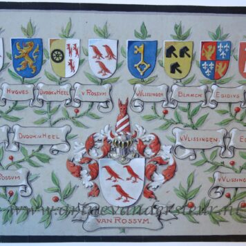 [Colored Coat of Arms/Handgekleurde wapenkaart] Stamboom van de familie van Rossum - van Vlissingen.
