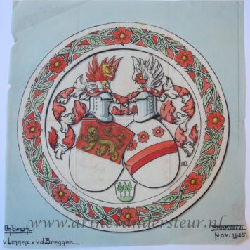 [Colored Coat of Arm/Gekleurd familiewapen] Familiewapen van Van Lennep-van der Breggen, dated November 1925.