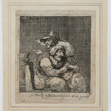 [Antique print, etching] Woman delousing a child, published 1653.