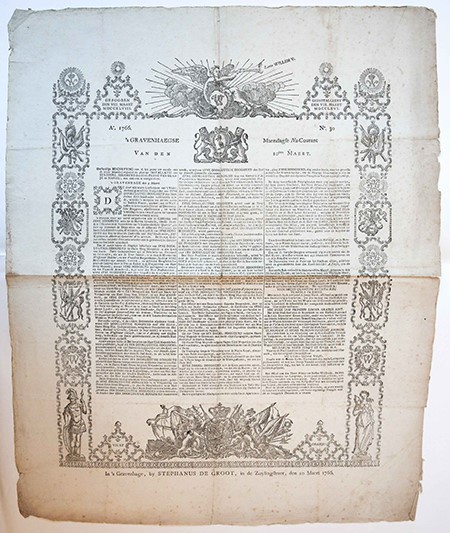  - [Newspaper The Hague/Krant Den Haag 1766] 's Gravenhaegse Maendagse Na-Courant van den 10den Maert 1766.