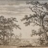 [Antique print, etching] Landscape with a stream, published ca. 1650.