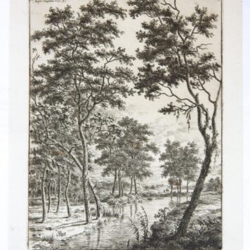 [Antique print, etching] Landscape with brook (landschap met bomen en beek), published 1817.