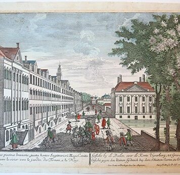 [Optica print] Gesicht bij de Doelen over de Korte Vijverberg; tot Gravenhaghe, published ca. 1770.