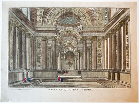 [Vue d'Optique, Optica, Roma] Temple antique prés de Rome (antieke tempel nabij Rome), published ca 1790, 1 p.