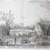 [Antique print, etching] Repairing the broken dike on the river Lek by Vianen, published ca. 1680.