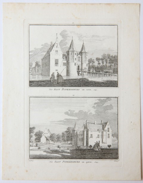 Het Slot Popkensburg van vooren. 1743. / Het Slot Popkensburg van agteren, 1743.
