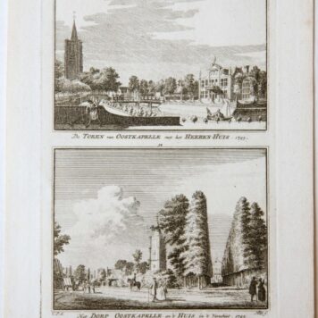 De Toren van Oostkapelle met het Heeren-Huis. 1745. / Het Dorp Oostkapelle en 't Huis in 't verschiet. 1745.