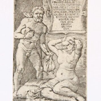 [Antique print, engraving] The miser and the miscarriage / De miskraam. ca. 1530.