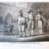 [Antique print stipple etching, British] Launce Teaching his Dog (hond) Crab, to Behave as a Dog of All things.