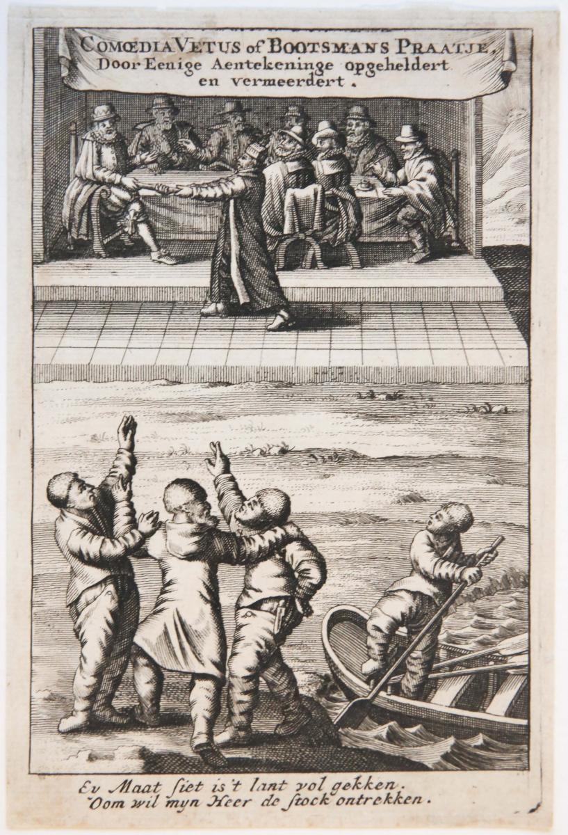 [Antique title page, 1718-1740] COMOEDIA VETUS of BOOTSMANS PRAATJE Door Eenige Aentekeninge opgeheldert en vermeerdert, published ca. 1718/1740, 1 p.