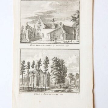 't Huis Albrechtsberg bij Bloemendaal. 1746. / Kerk te Bloemendaal. 1746.