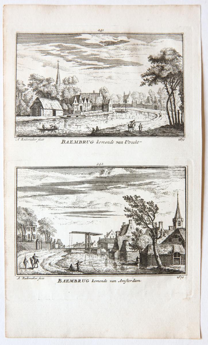 Rademaker, Abraham (1676/7-1735) - Baemburg komende van Utrecht / Baemburg komende van Amsterdam.