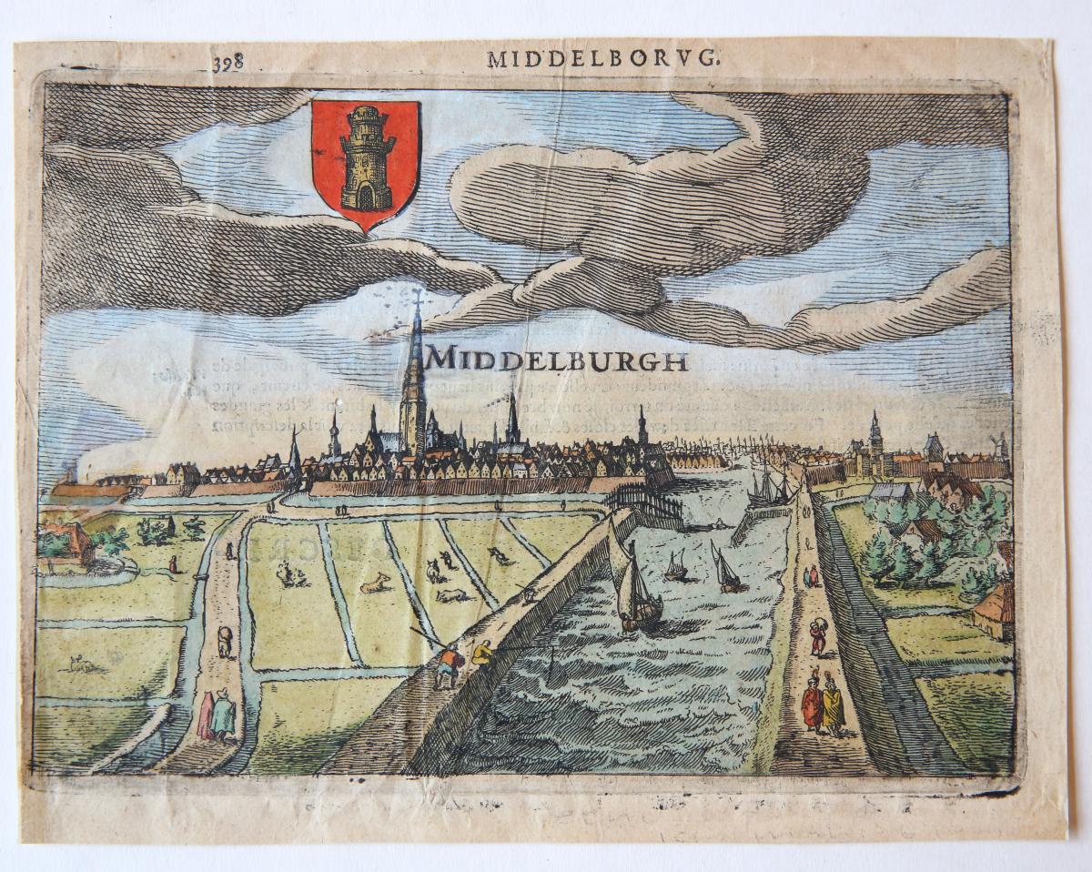 [Antique print, handcolored engraving] Middelburgh (Middelburg), published ca. 1613.