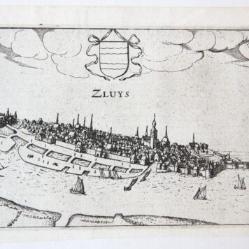 [Antique print, engraving] Zluys (Sluis), published ca. 1616.