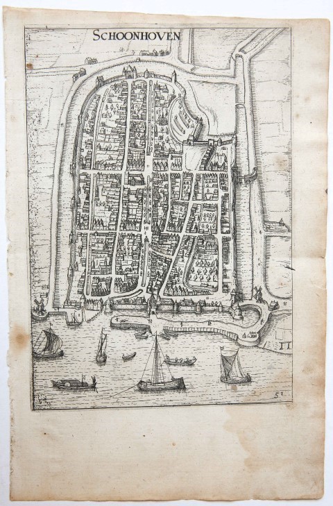 [Antique print, engraving] Schoonhoven, published ca. 1612-43.