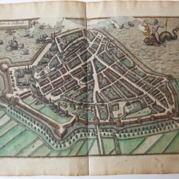 [Antique print, handcolored engraving] Hoorn in Hollandt, published ca. 1582.