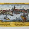 [Antique print, hand colored engraving] Goude in Holland (Gouda), published ca. 1640.