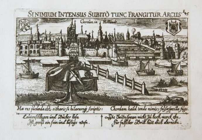 [Antique print, engraving] Gorcúm in Hollandt (Gorinchem/Gorkum), published ca. 1640.