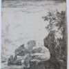 [Antique print, etching] River landscape; the two rocks in the foreground, published ca. 1650.