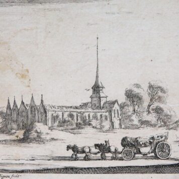 [Antique print, etching] Landscape with Church [Deuxieme suite de quatre paysages], published ca. 1660.